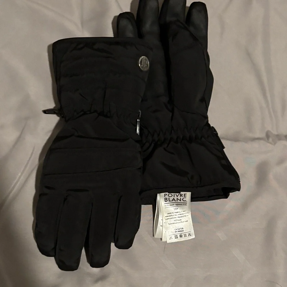 Black Youth Ski Gloves
